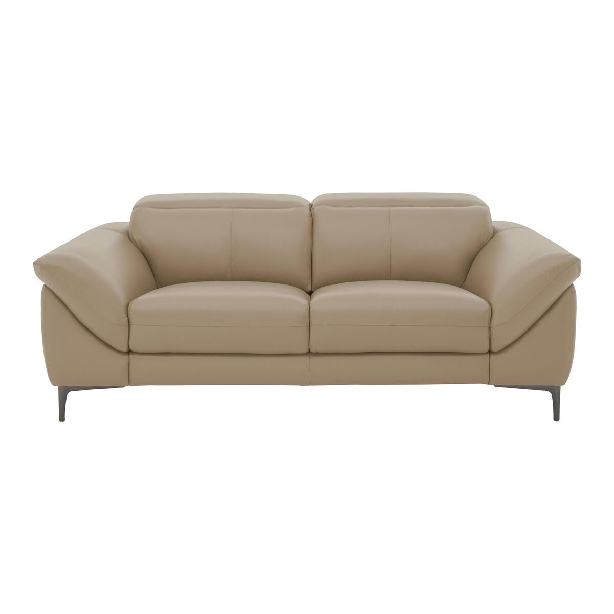 Galaxy 3 Seater Leather Sofa with Manual Headrests - Mink- World of Leather