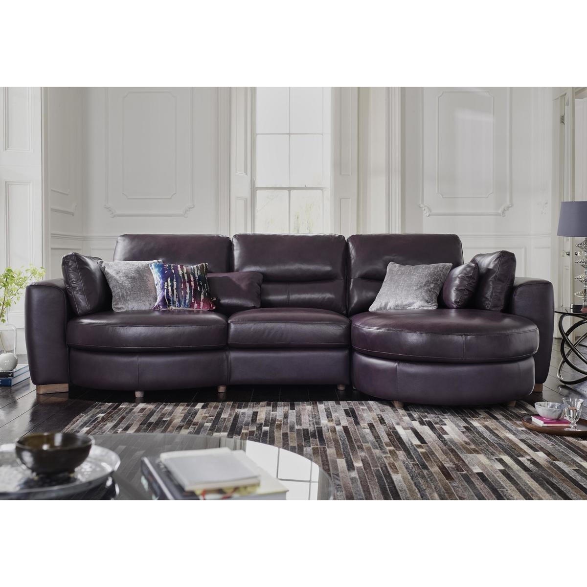 Curves 3 Seater Leather Chaise Sofa - Black - By Furniture Village – image 2