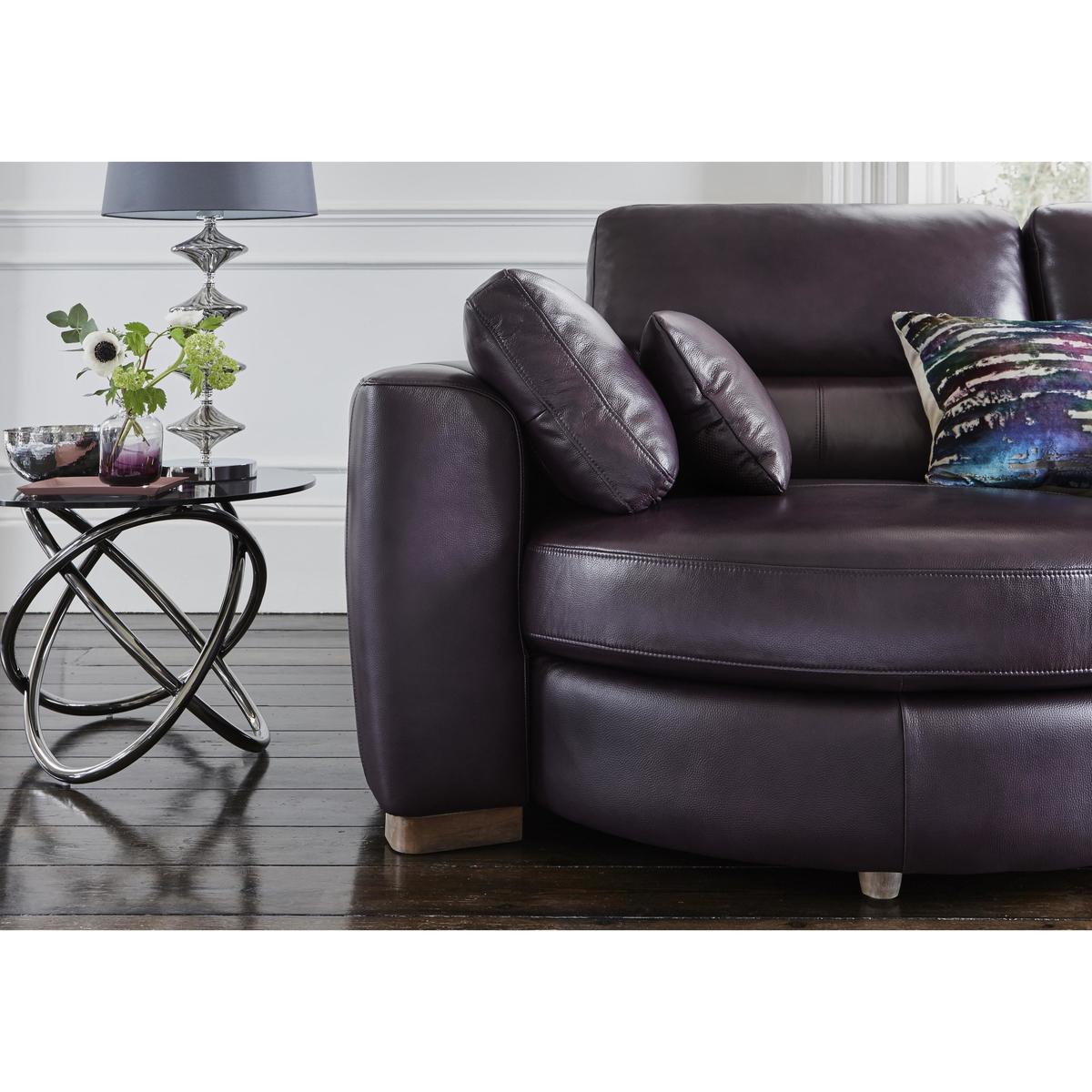 Curves 3 Seater Leather Chaise Sofa - Black - By Furniture Village – image 3