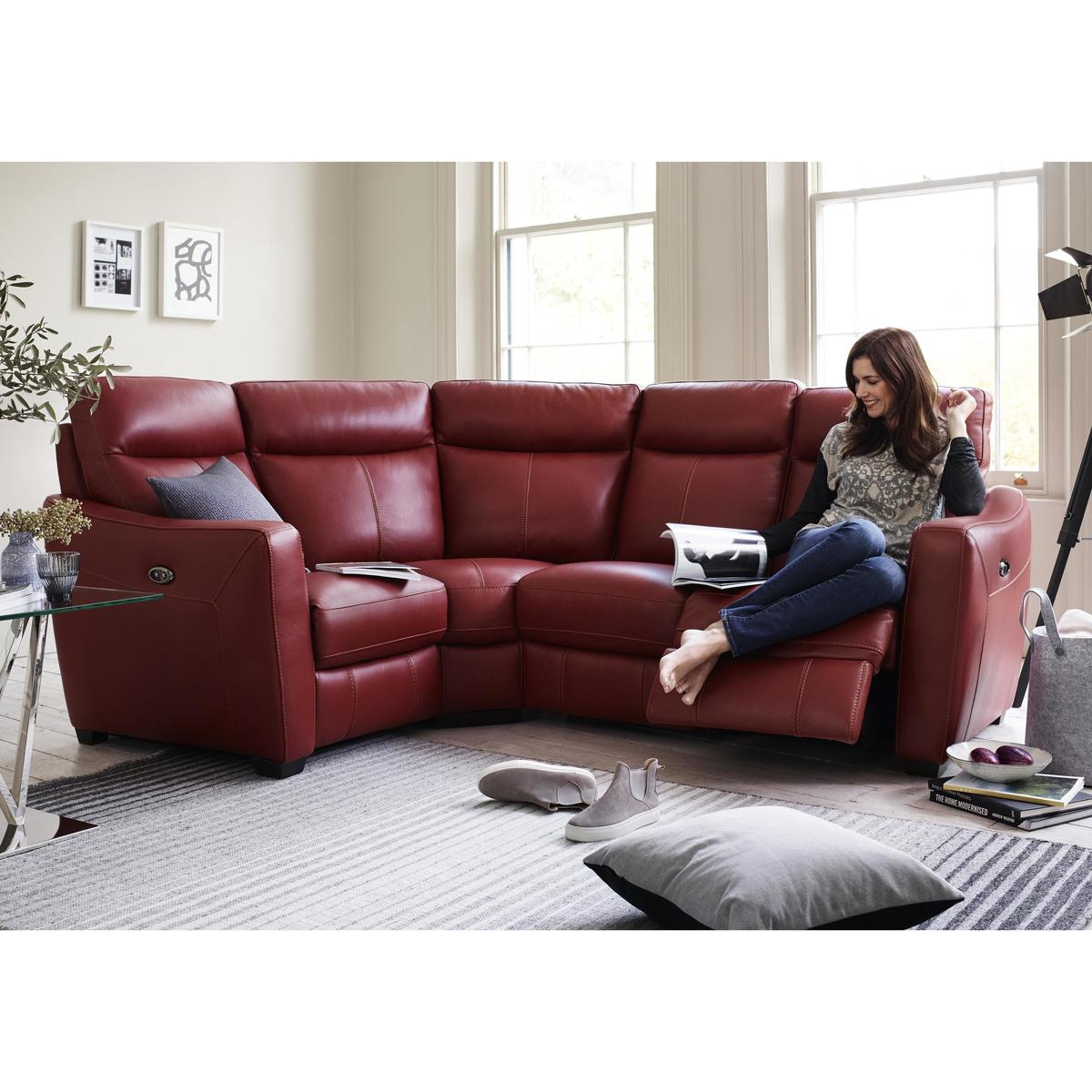 World of Leather - Compact Collection Midi Leather Recliner Corner Sofa - Black – image 2