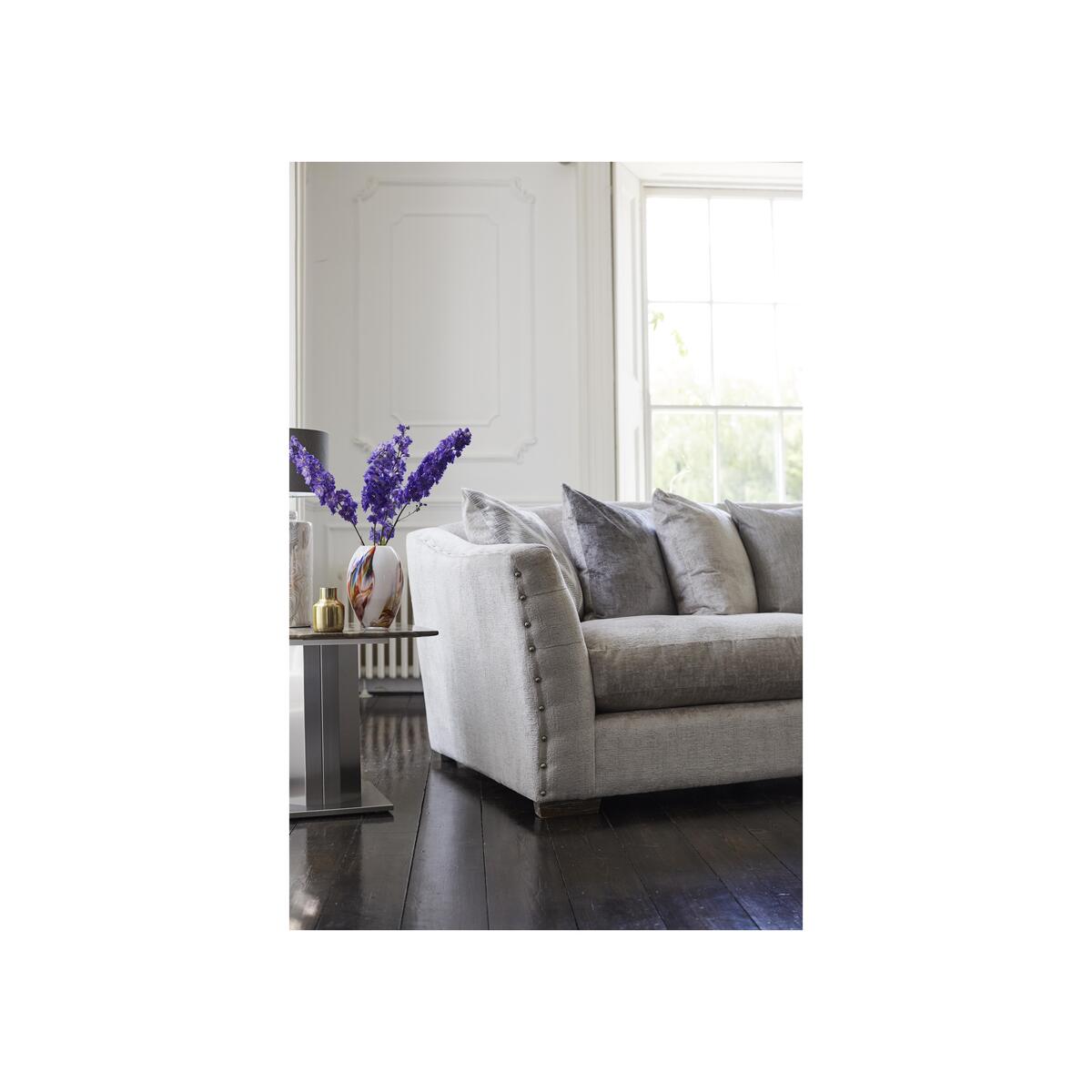 Devine Curved Pillow Back Fabric Sofa – image 3