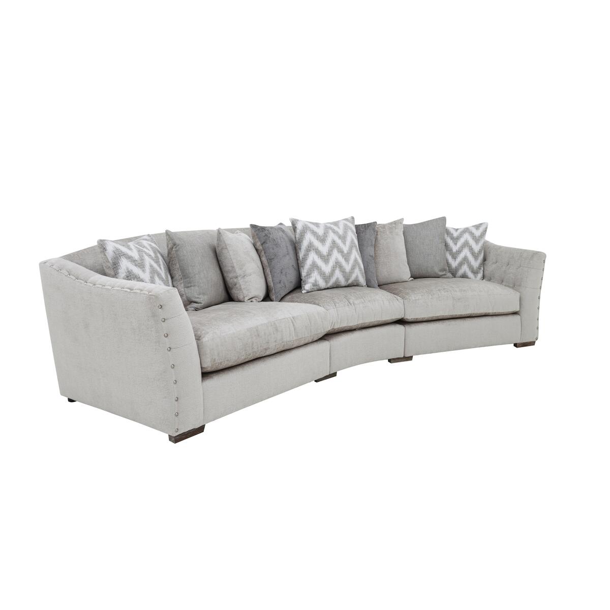 Devine Curved Pillow Back Fabric Sofa – image 4