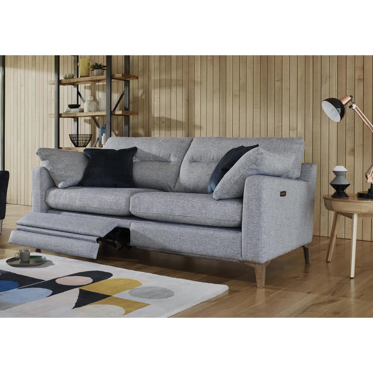 Uniqa 3 Seater Fabric Power Recliner Sofa - Beige - By Furniture Village – image 3
