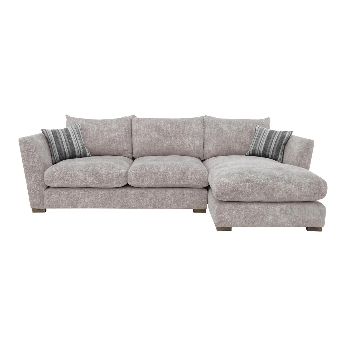 Nautical Large 3 Seater Classic Back Chaise Sofa - Silver
