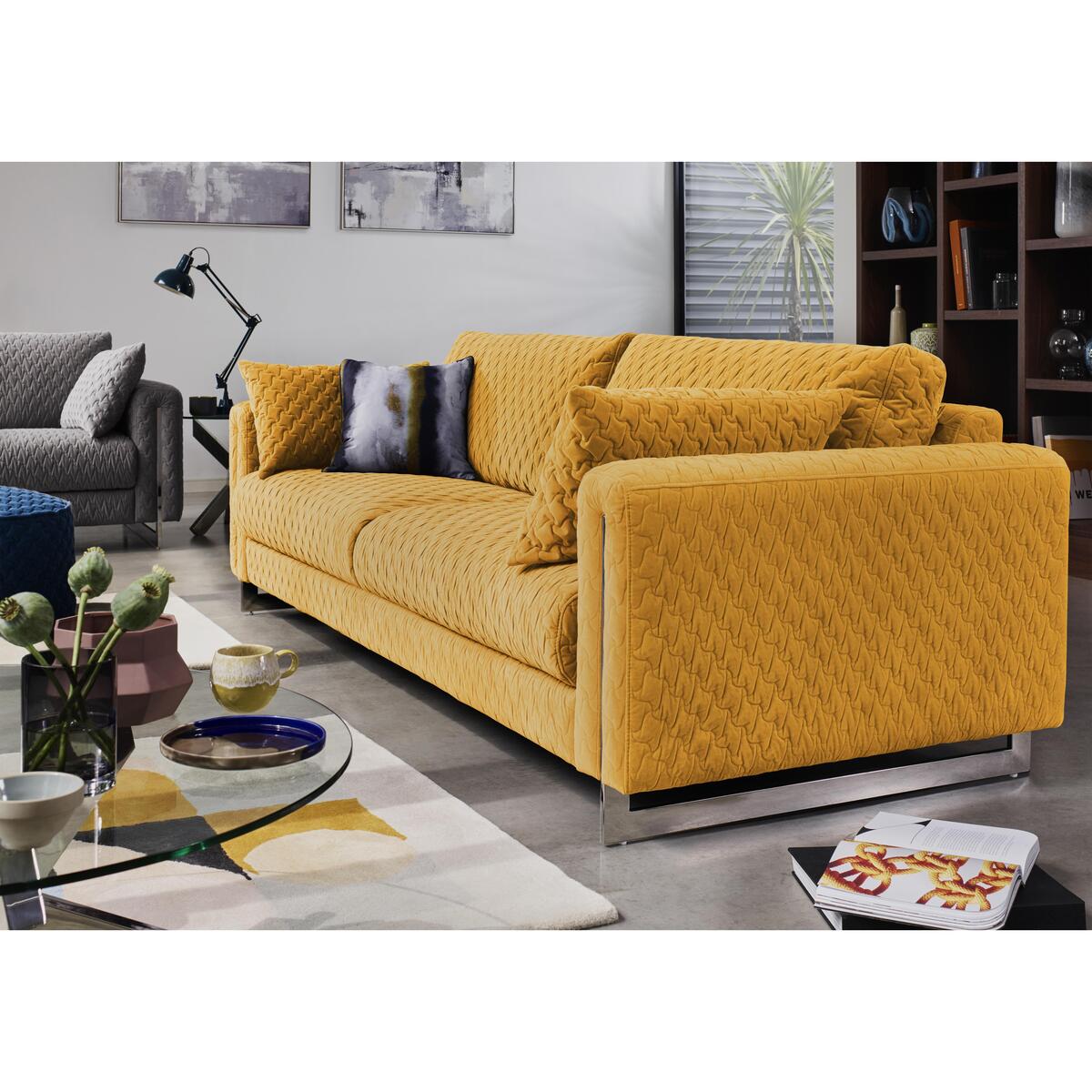 Sofisticat 2 Seater Classic Back Fabric Sofa - Yellow – image 2
