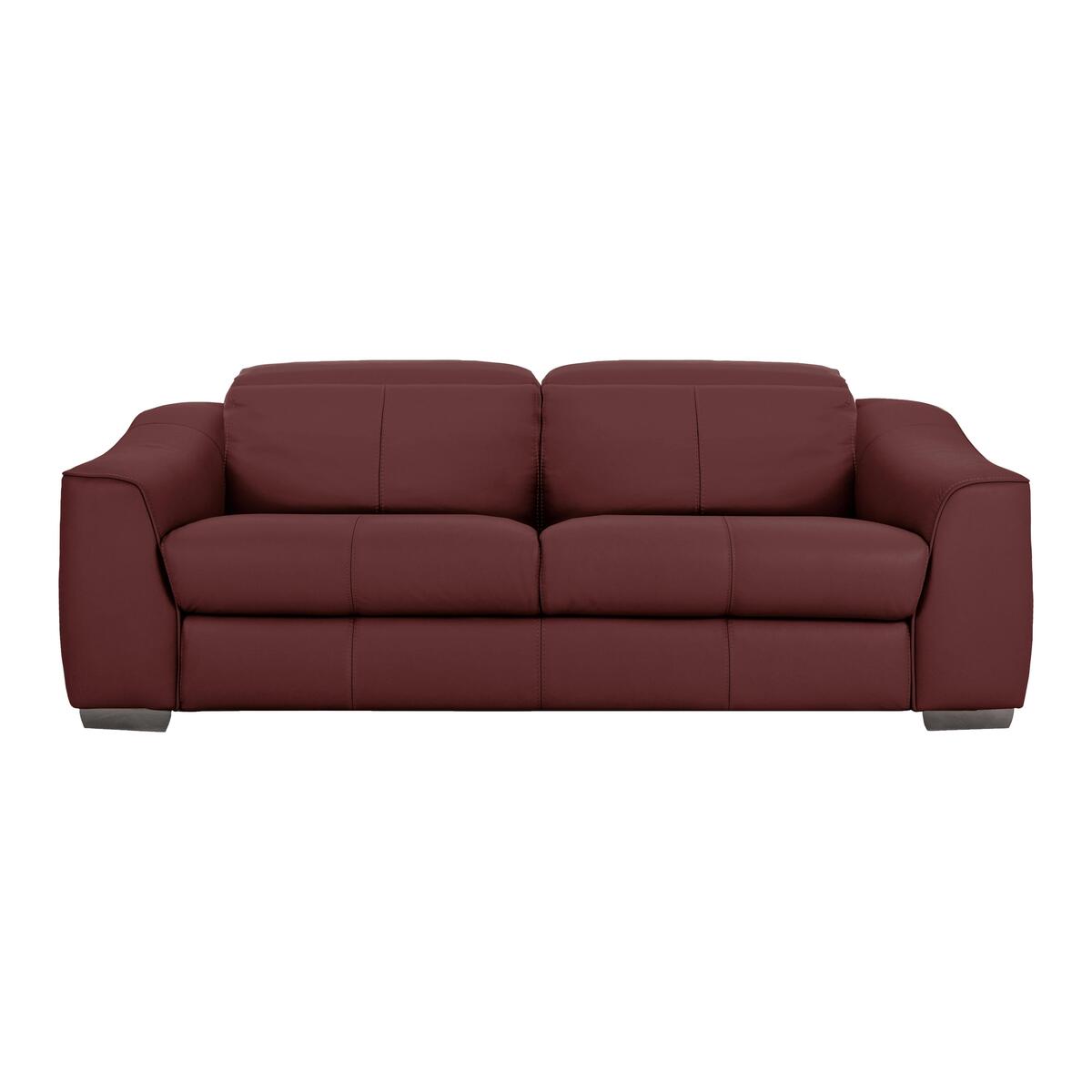 Xavier 3 Seater Leather Power Recliner Sofa with Power Headrests - Red- World of Leather – image 1