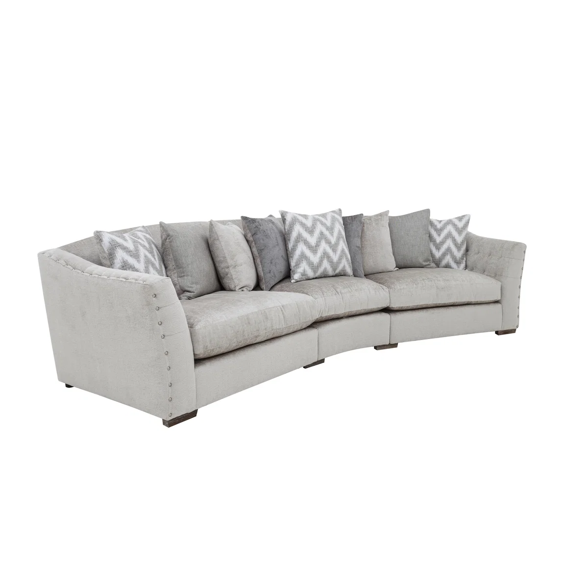 Devine Curved Pillow Back Fabric Sofa - Green – image 4