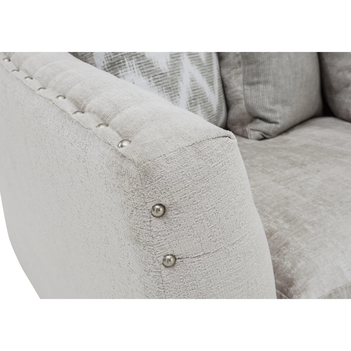 Devine Curved Pillow Back Fabric Sofa - Green – image 7