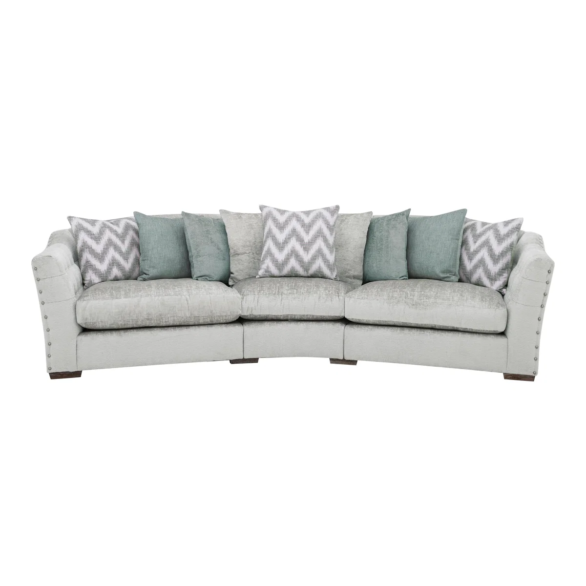 Devine Curved Pillow Back Fabric Sofa - Green – image 1