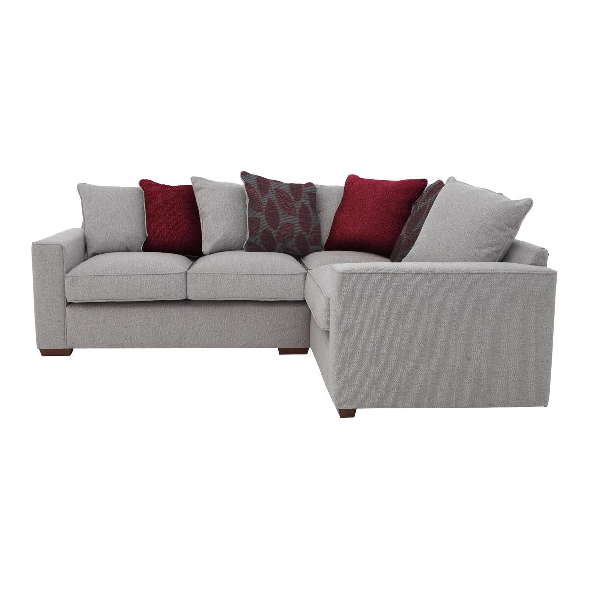 Comfi Pillow Back Fabric Corner Sofa - Grey
