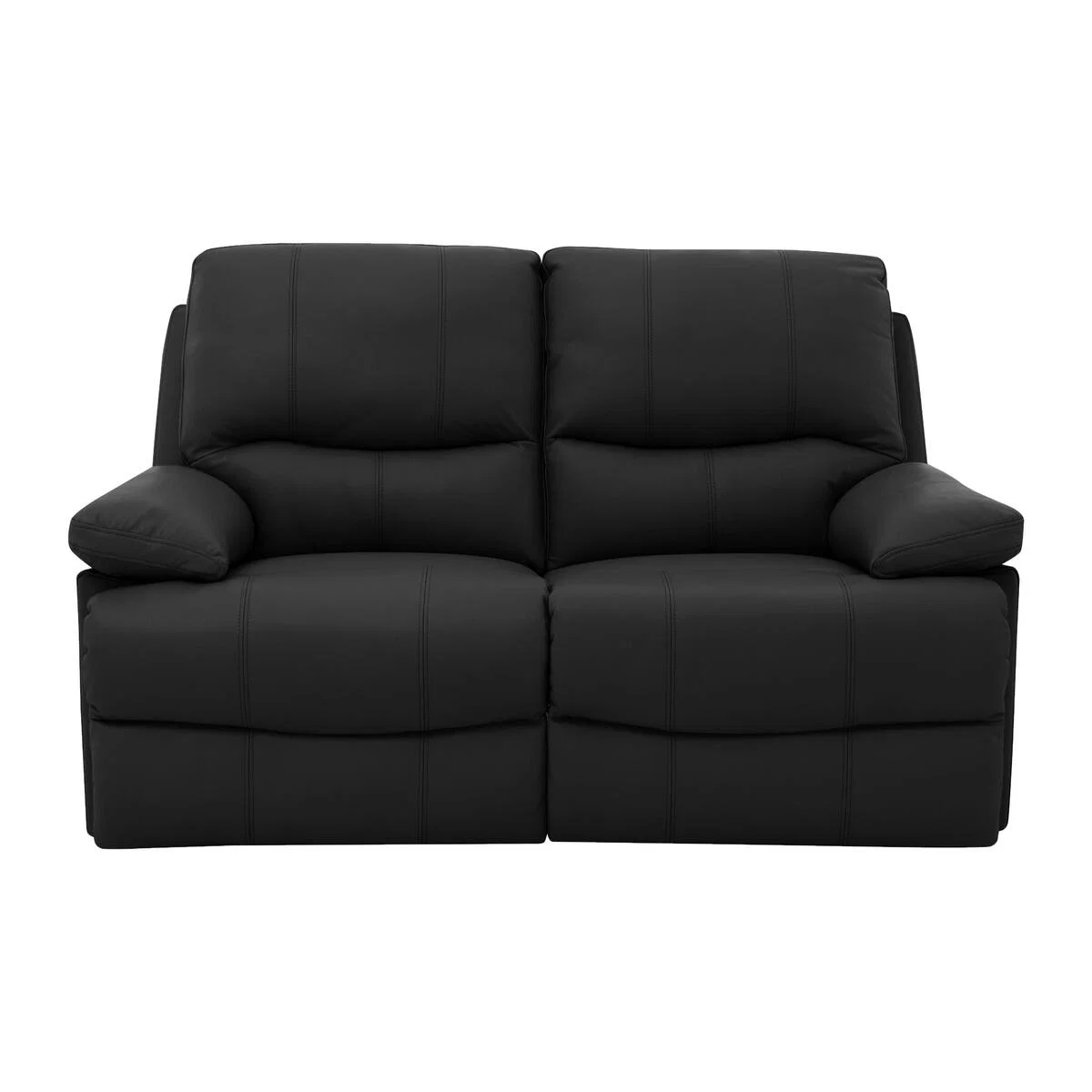 Dallas 2 Seater Leather Manual Recliner Sofa - Black