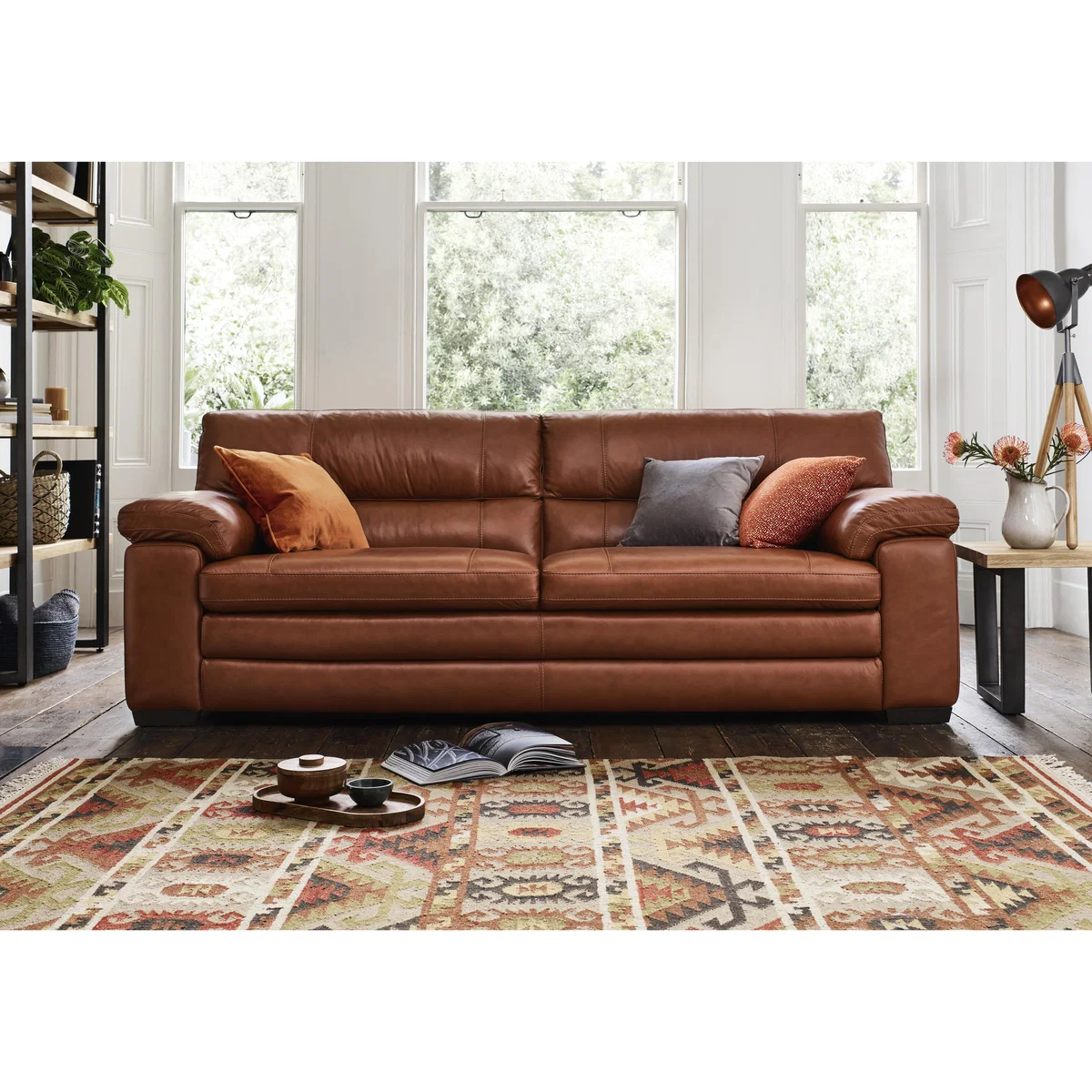 Cozee 3 Seater Leather Sofa - Brown- World of Leather – image 2