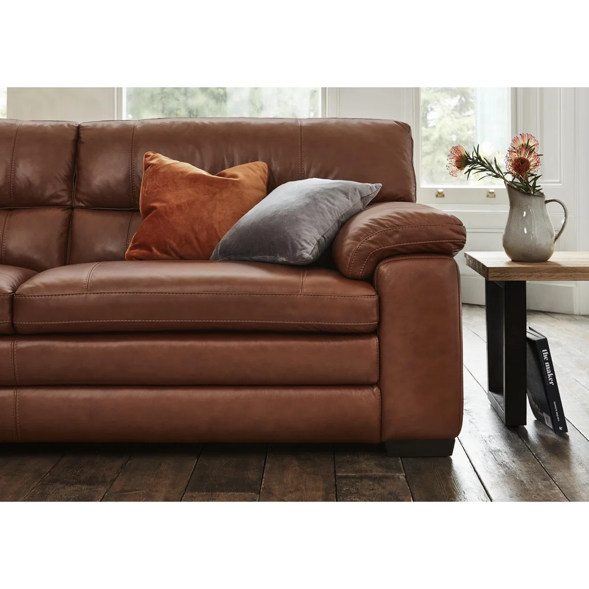 Cozee 3 Seater Leather Sofa - Brown- World of Leather – image 3