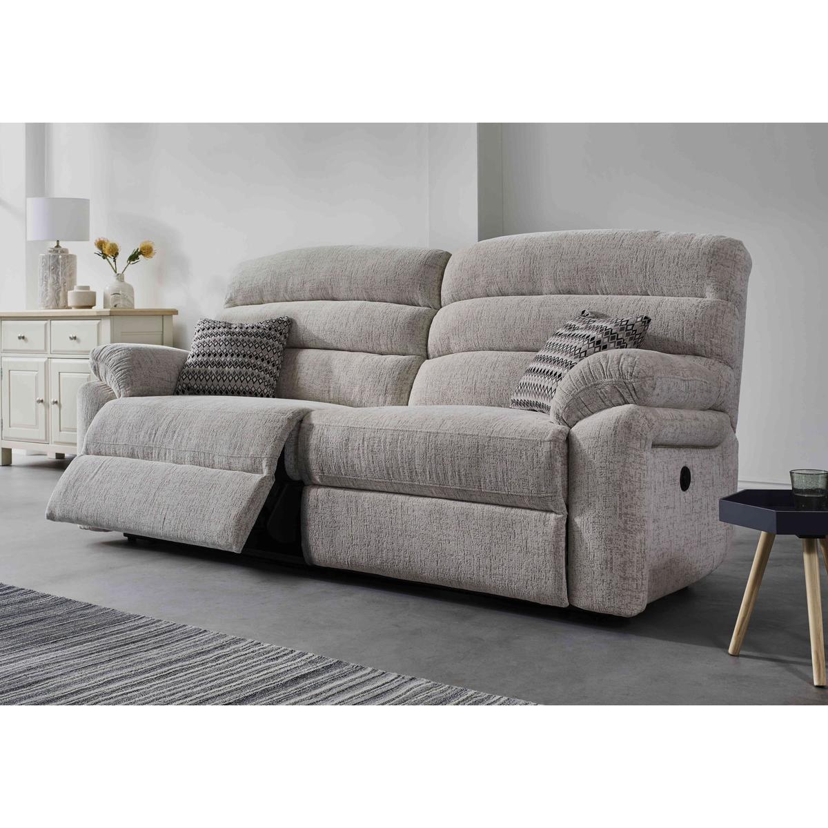 Comfort Story - Page 3 Seater Fabric Manual Recliner Sofa - Beige – image 4