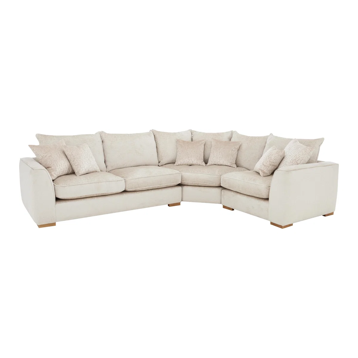 Lush Classic Back Fabric Corner Sofa - Cream