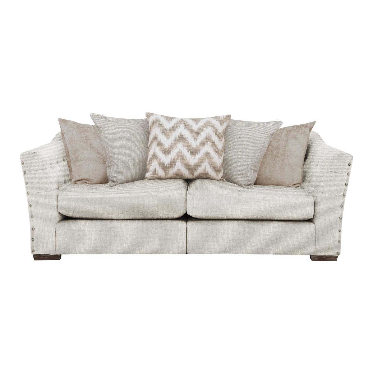 Devine 3 Seater Pillow Back Fabric Sofa - Beige - By Furniture Village – image 1