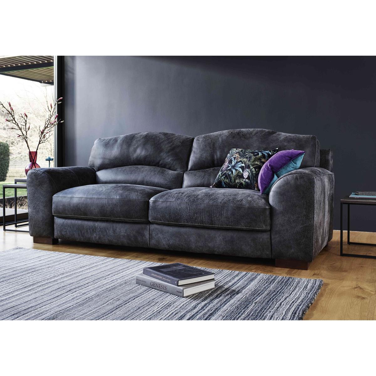Castella 3 Seater Leather Sofa - Black - By Furniture Village – image 2