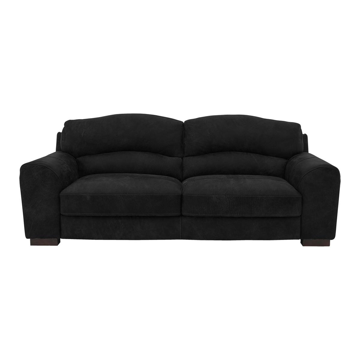 Castella 3 Seater Leather Sofa - Black - By Furniture Village – image 1