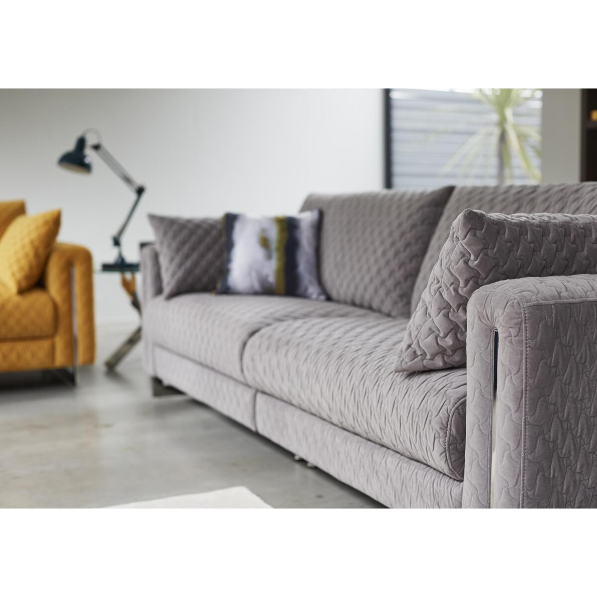 Sofisticat 4 Seater Classic Back Fabric Sofa - Yellow – image 3