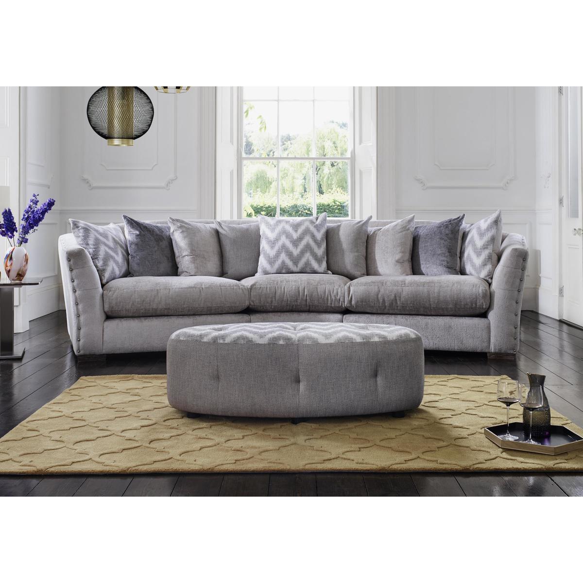 Devine Curved Pillow Back Fabric Sofa - By Furniture Village – image 3
