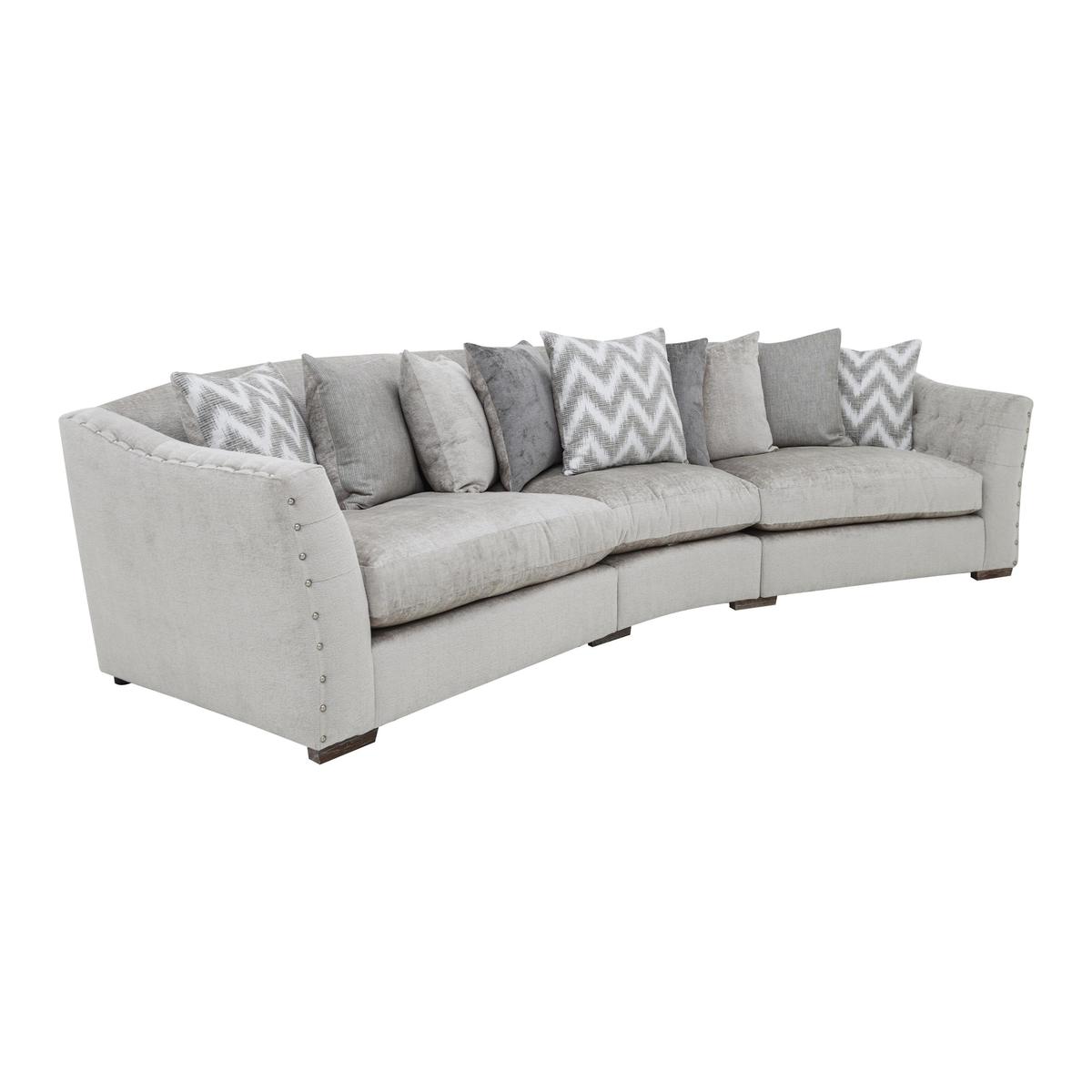Devine Curved Pillow Back Fabric Sofa - By Furniture Village – image 1