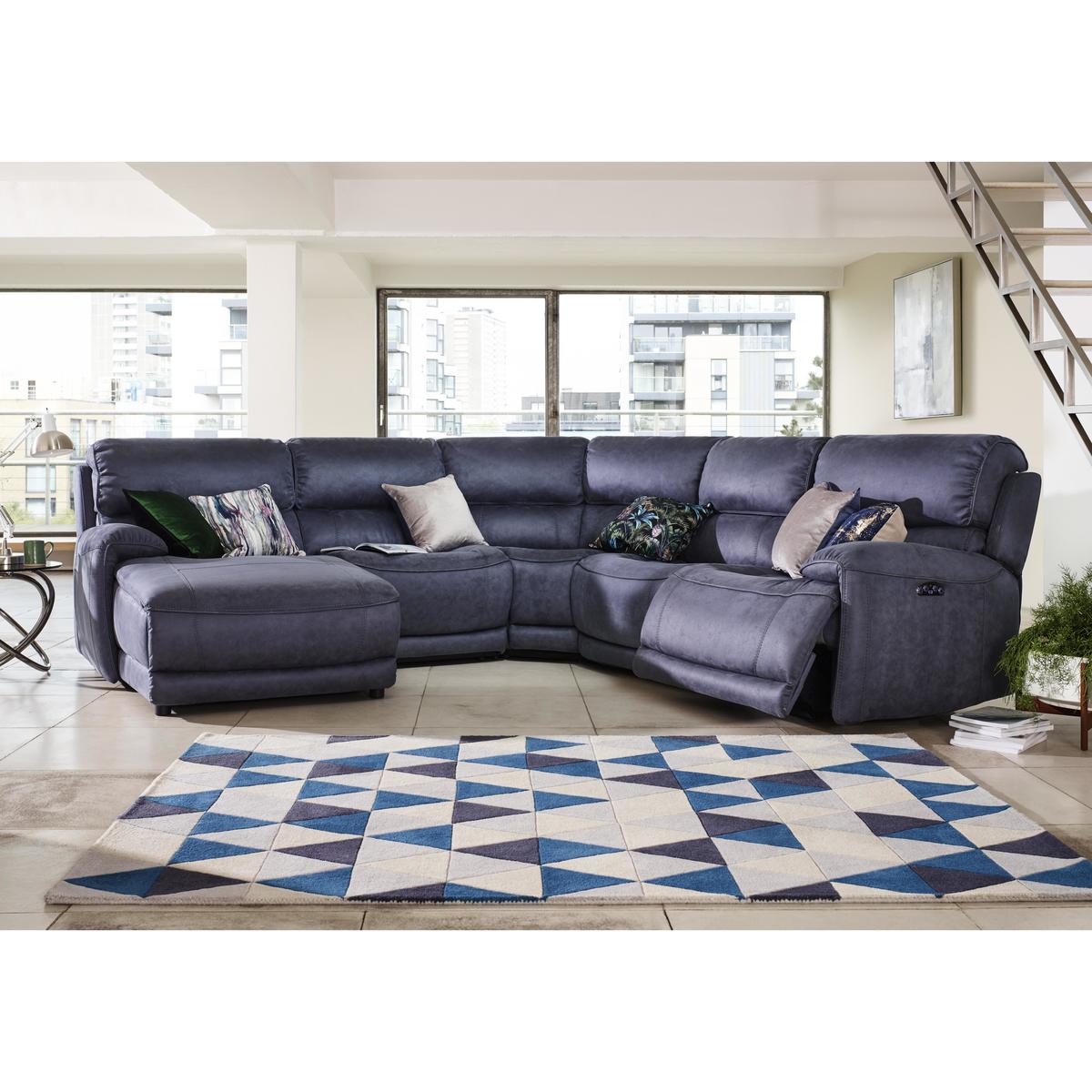 Link Fabric Corner Chaise Power Sofa - Blue - By Furniture Village – image 3