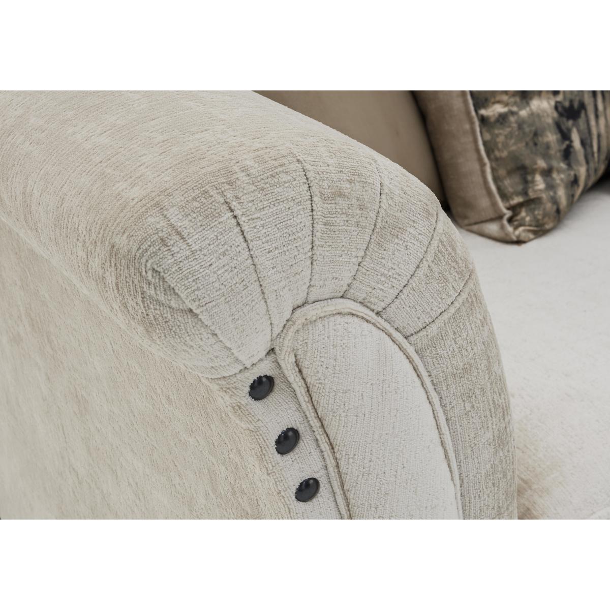 Holly 3 Seater Pillow Back Fabric Sofa with studs - Cream - By Furniture Village – image 3