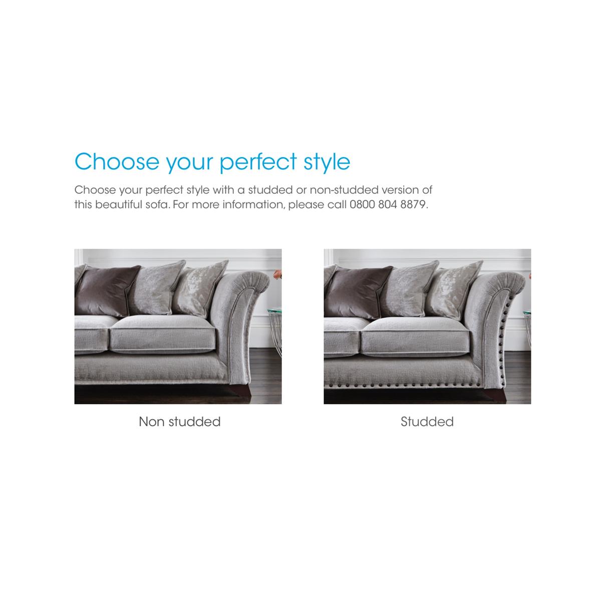 Holly 3 Seater Pillow Back Fabric Sofa with studs - Cream - By Furniture Village – image 7