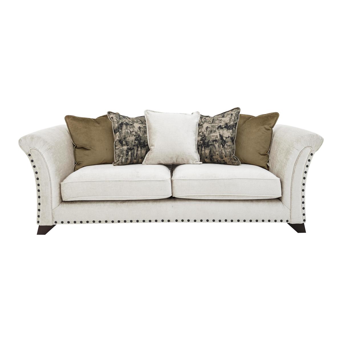 Holly 3 Seater Pillow Back Fabric Sofa with studs - Cream - By Furniture Village – image 2
