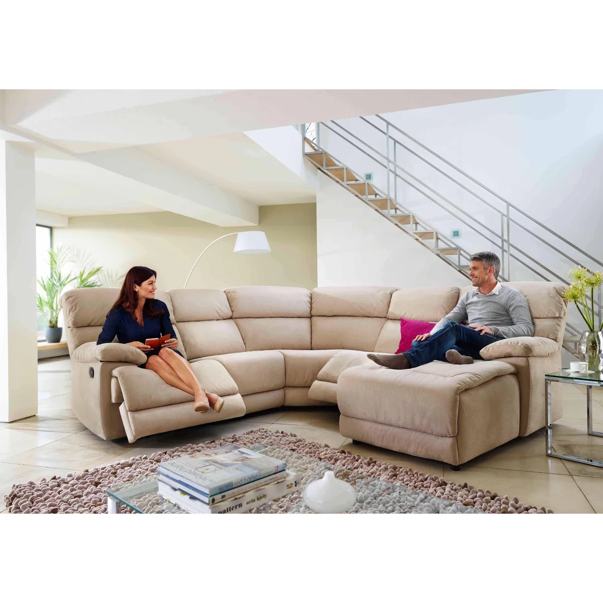 Cupola Fabric Recliner Corner Sofa - Beige - By Furniture Village – image 3