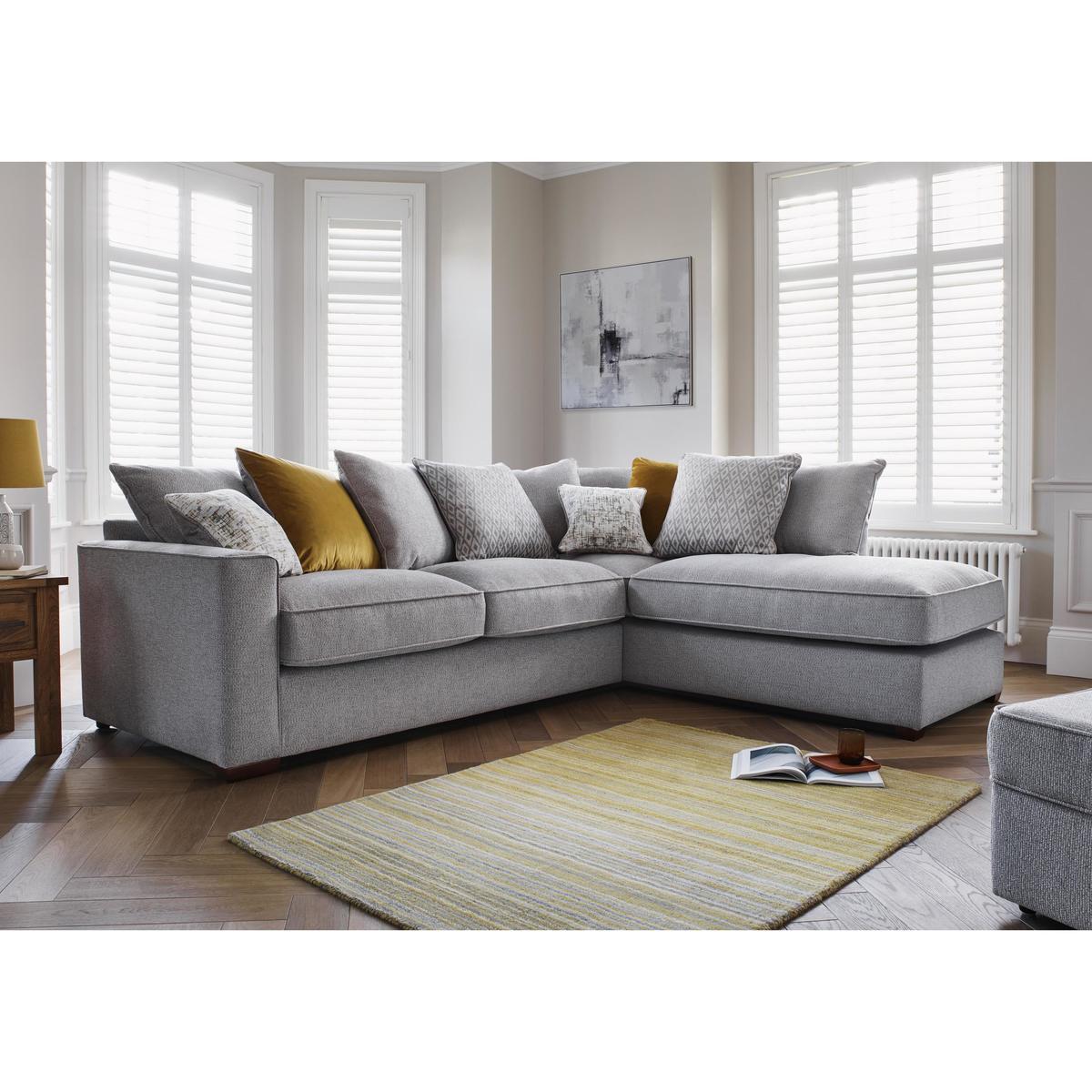 Comfi Fabric Pillow Back Corner Sofa with Chaise End Sofa Bed - Grey - By Furniture Village – image 3