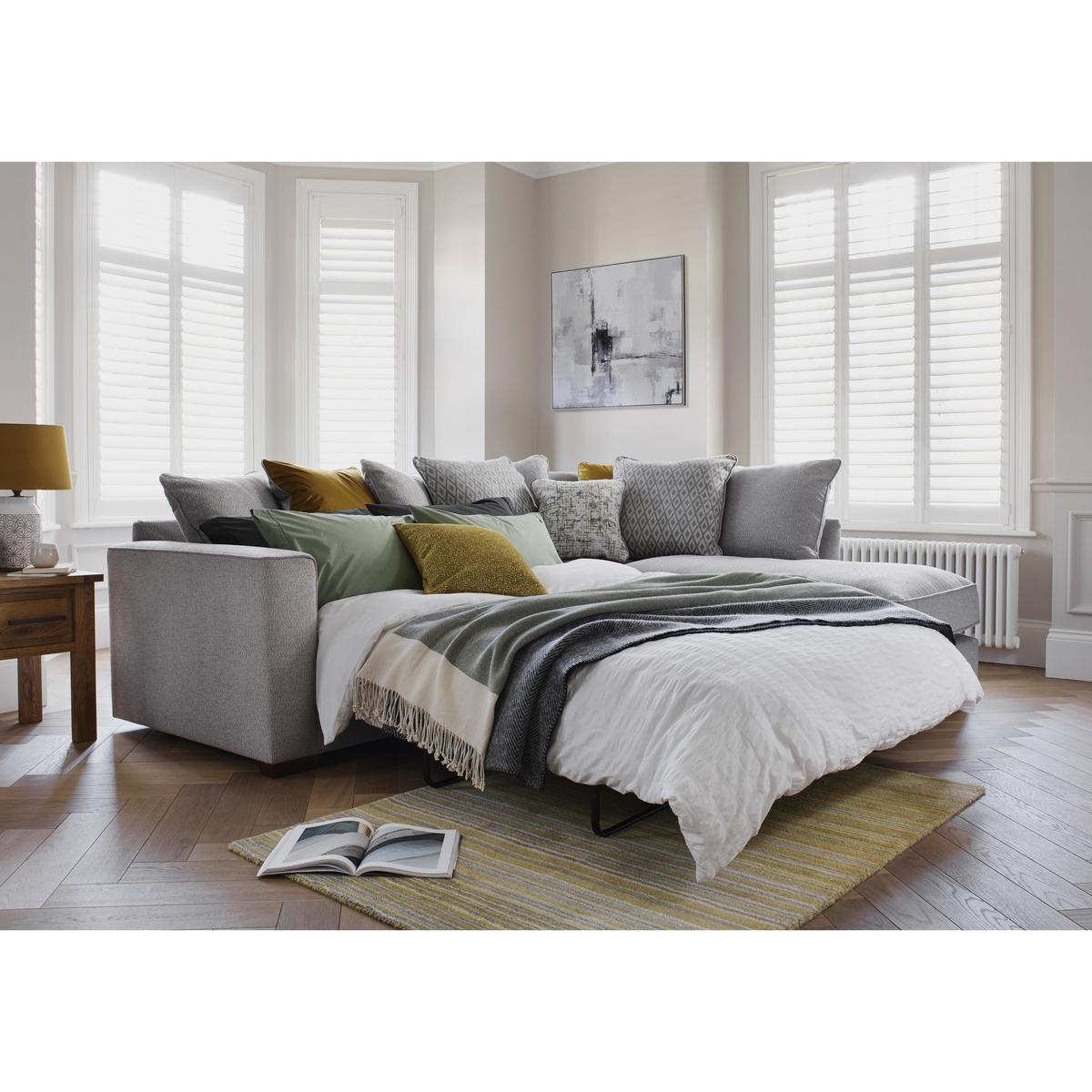 Comfi Fabric Pillow Back Corner Sofa with Chaise End Sofa Bed - Grey - By Furniture Village – image 4