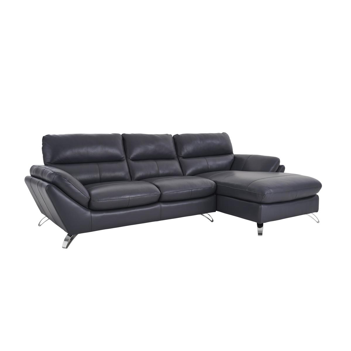 Salvador Leather Corner Chaise Sofa - Black - By Furniture Village – image 3