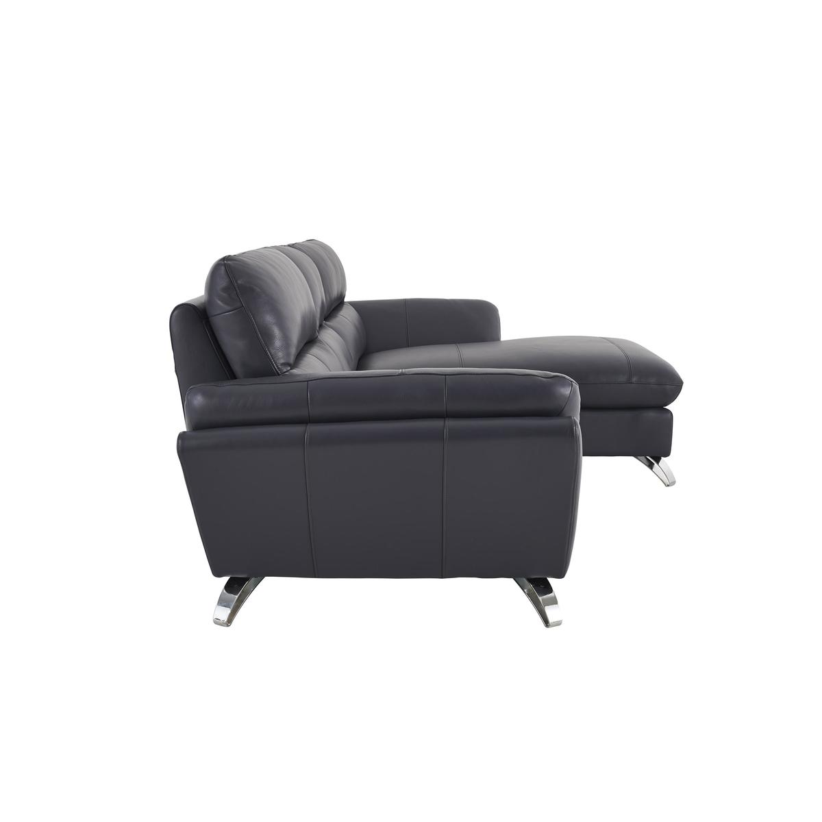 Salvador Leather Corner Chaise Sofa - Black - By Furniture Village – image 4