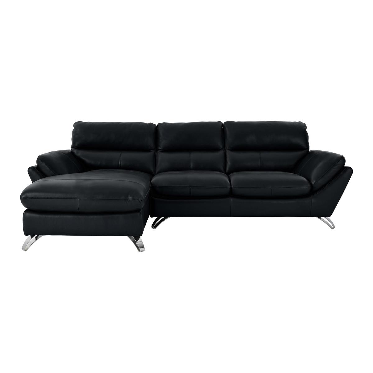 Salvador Leather Corner Chaise Sofa - Black - By Furniture Village – image 1