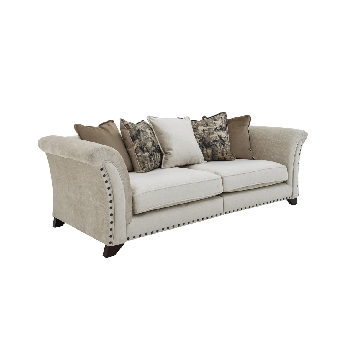 Holly 4 Seater Split Pillow Back Fabric Sofa with Studs - Grey – image 4