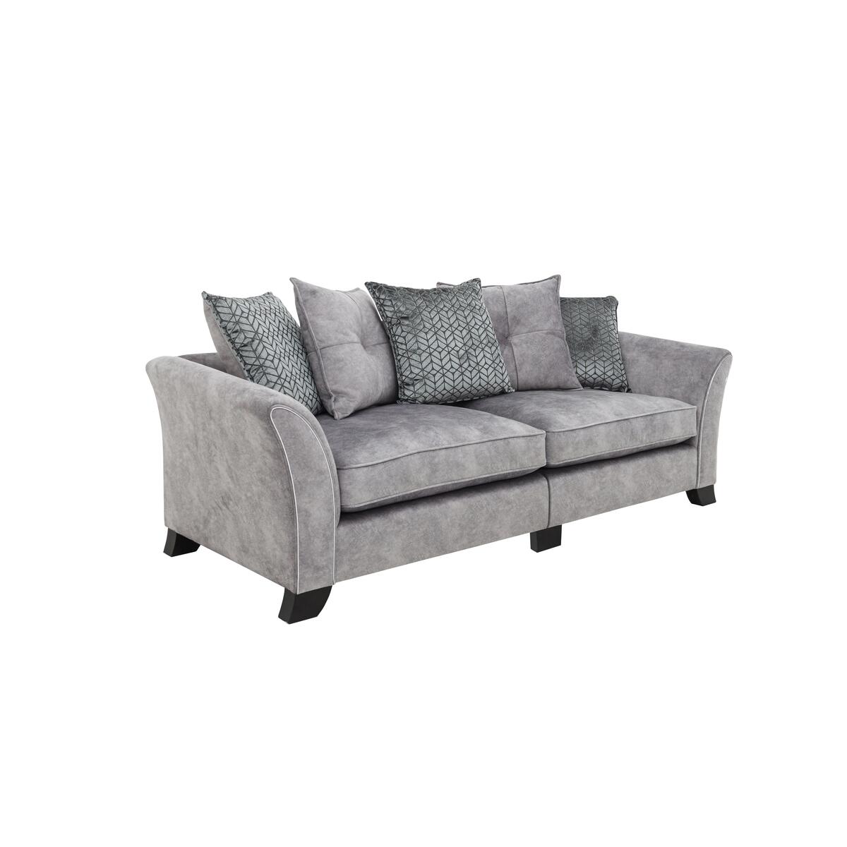 Amora 4 Seater Fabric Split Pillow Back Sofa - Silver – image 4
