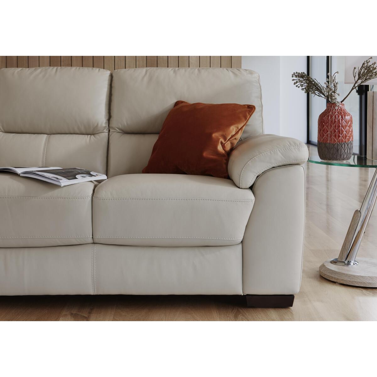 Zinc 3 Seater Leather Sofa - Beige- World of Leather – image 4