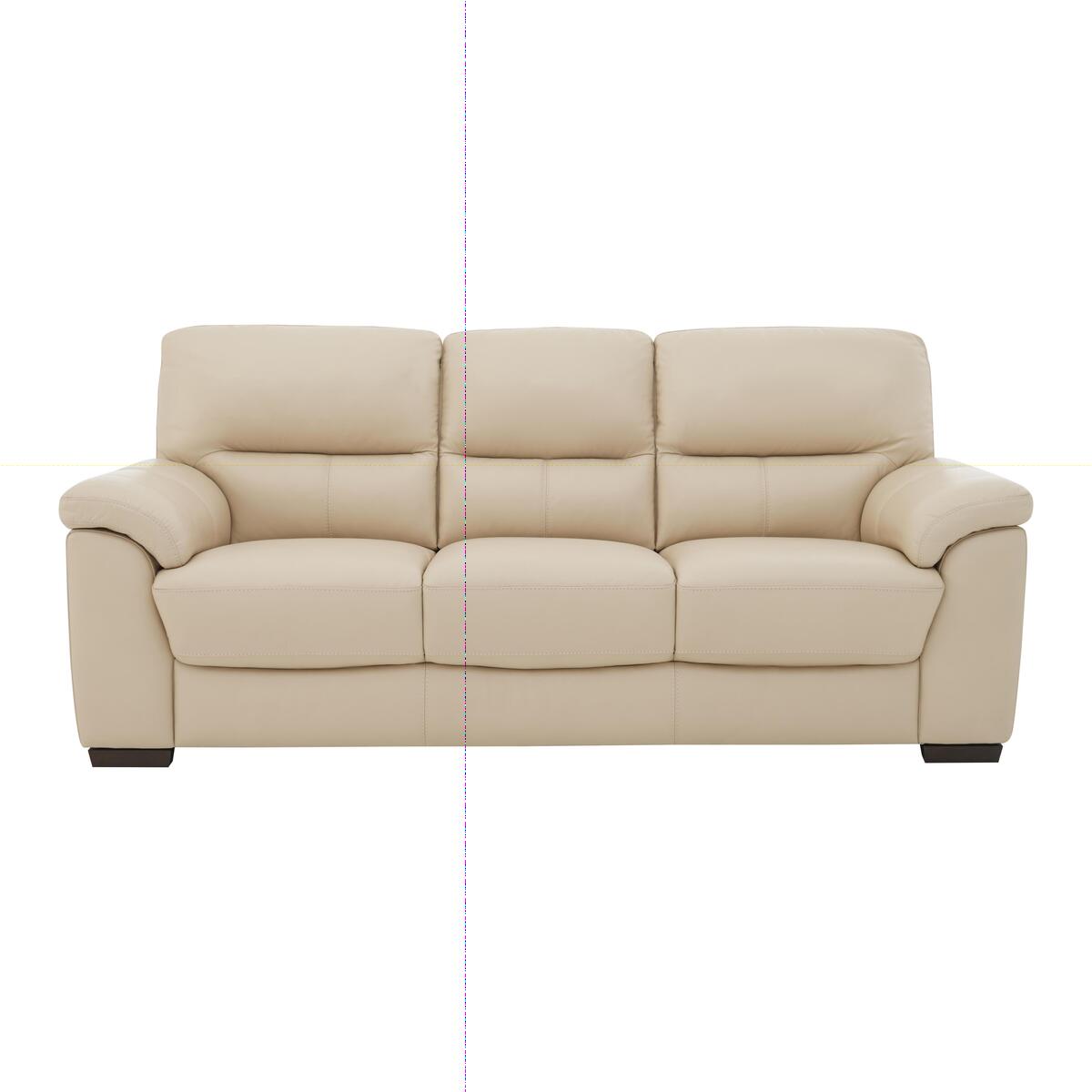 Zinc 3 Seater Leather Sofa - Beige- World of Leather – image 1