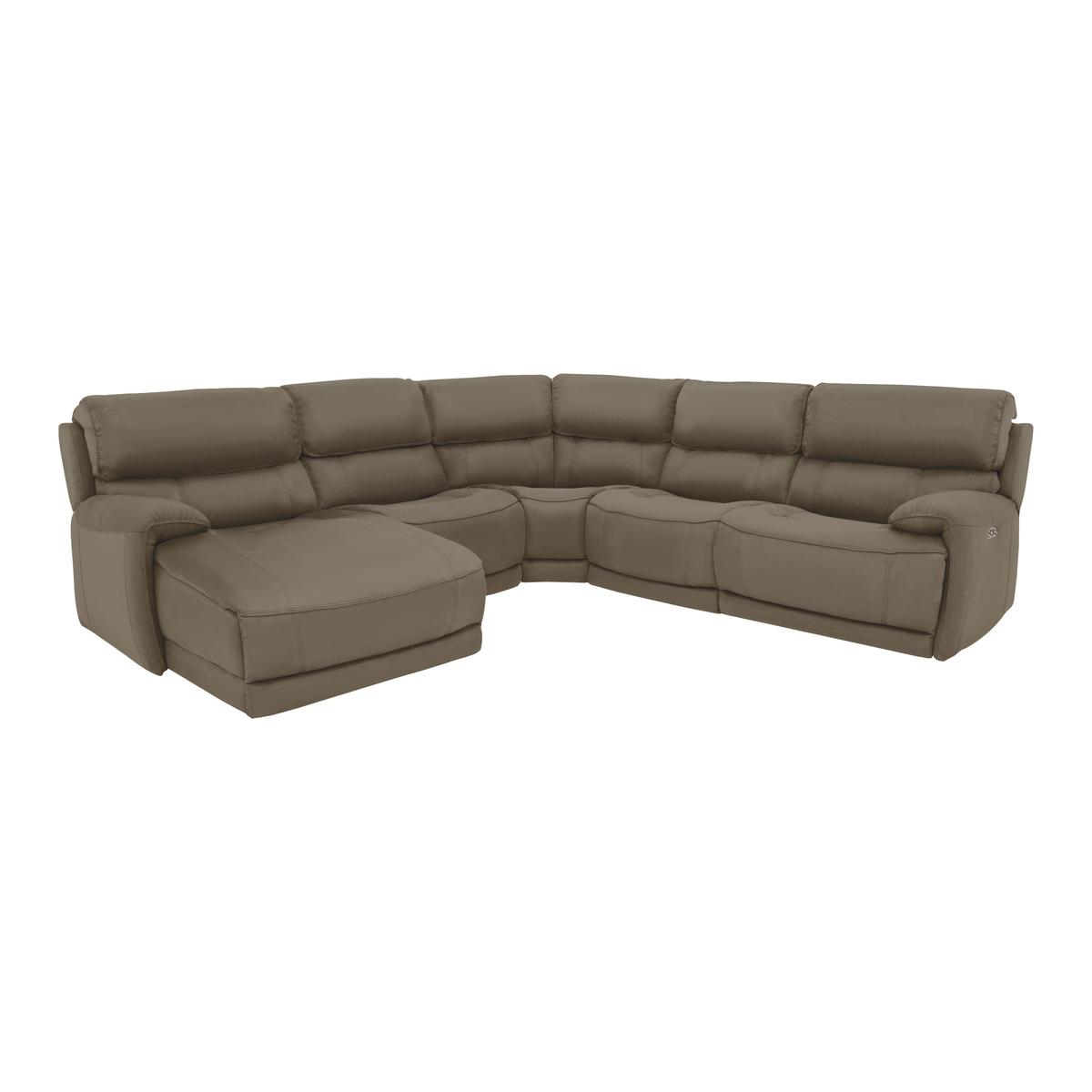 Link Leather Corner Chaise Power Sofa - Beige - By Furniture Village – image 1
