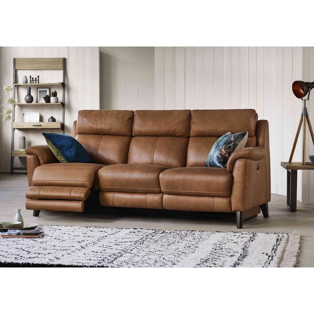World of Leather - Canyon 3 Seater Leather Power Recliner Sofa - Brown – image 3