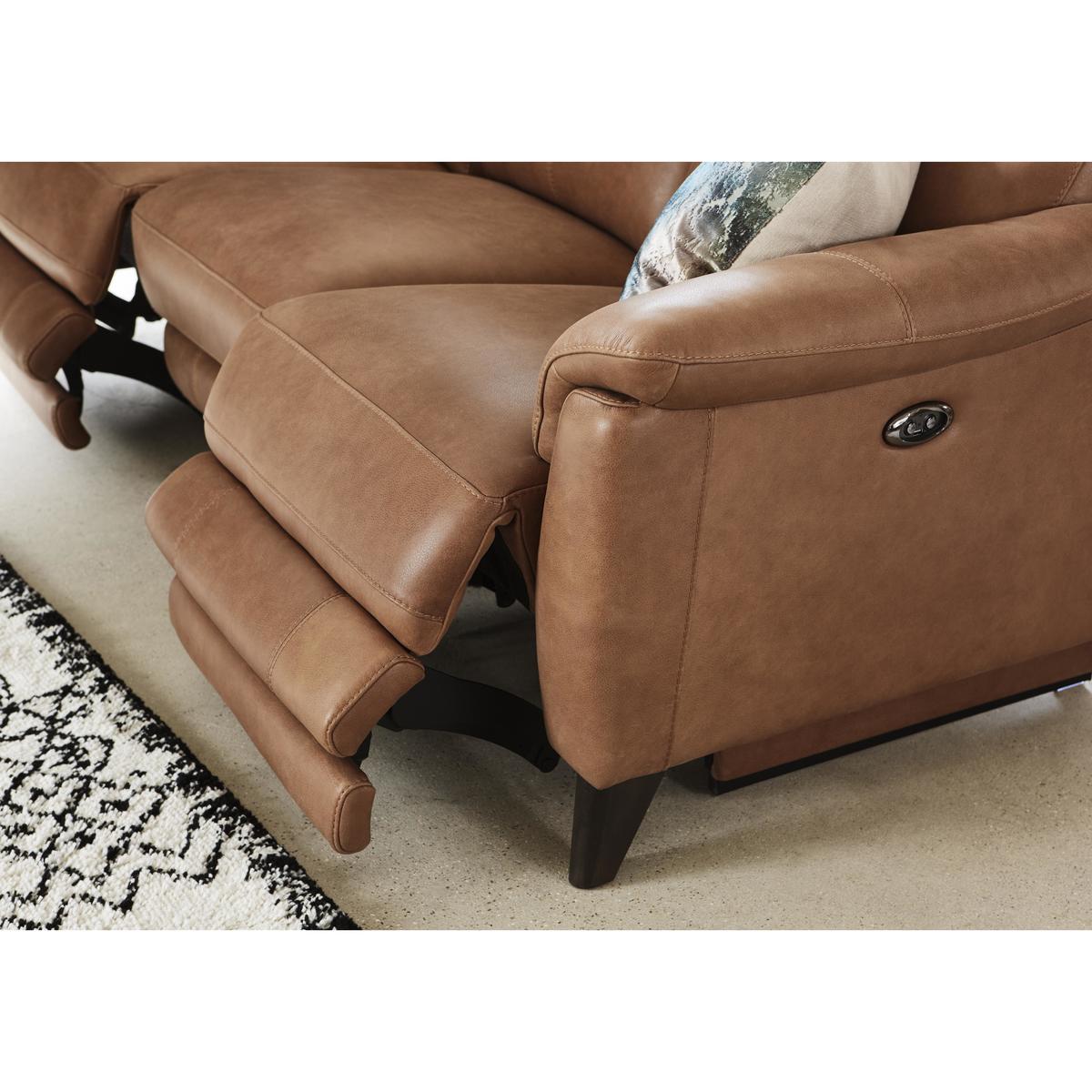 World of Leather - Canyon 3 Seater Leather Power Recliner Sofa - Brown – image 7