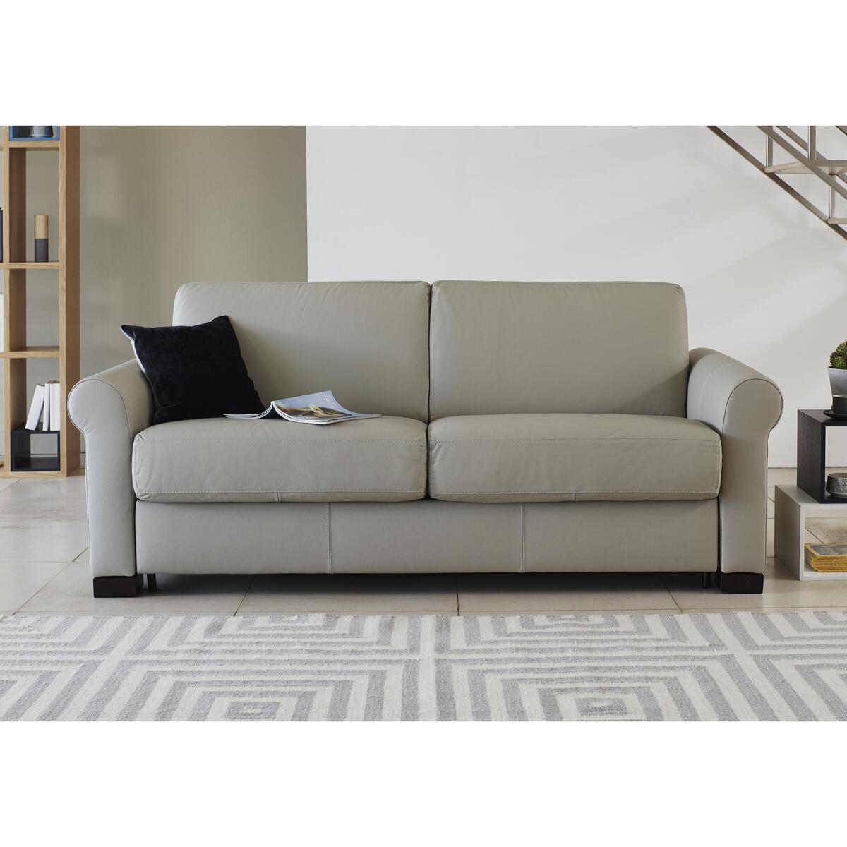 Nicoletti - Alcova 3 Seater Leather Sofa Bed with Scroll Arms - Black – image 2