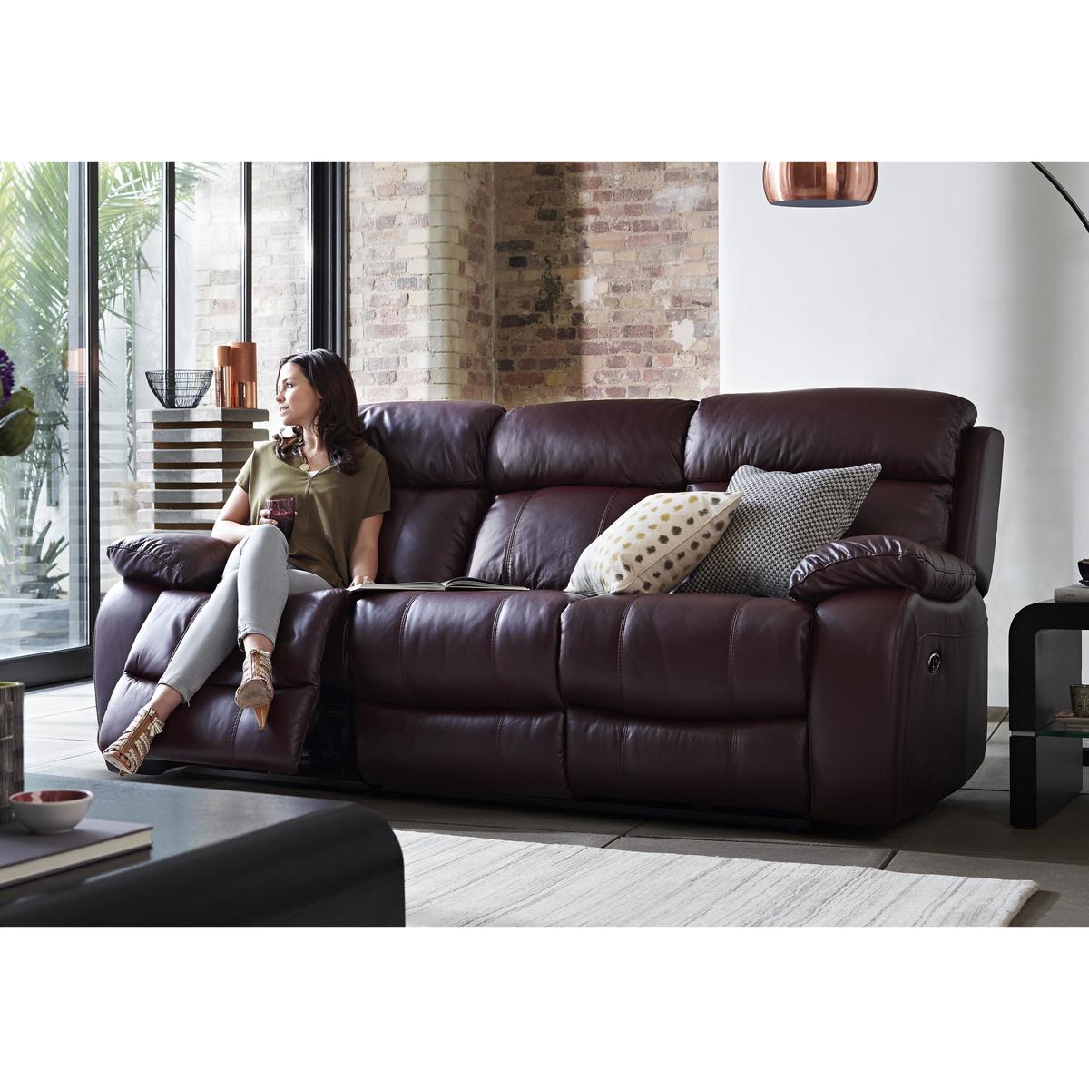 World of Leather - Moreno 3 Seater Leather Manual Recliner Sofa - Beige – image 2
