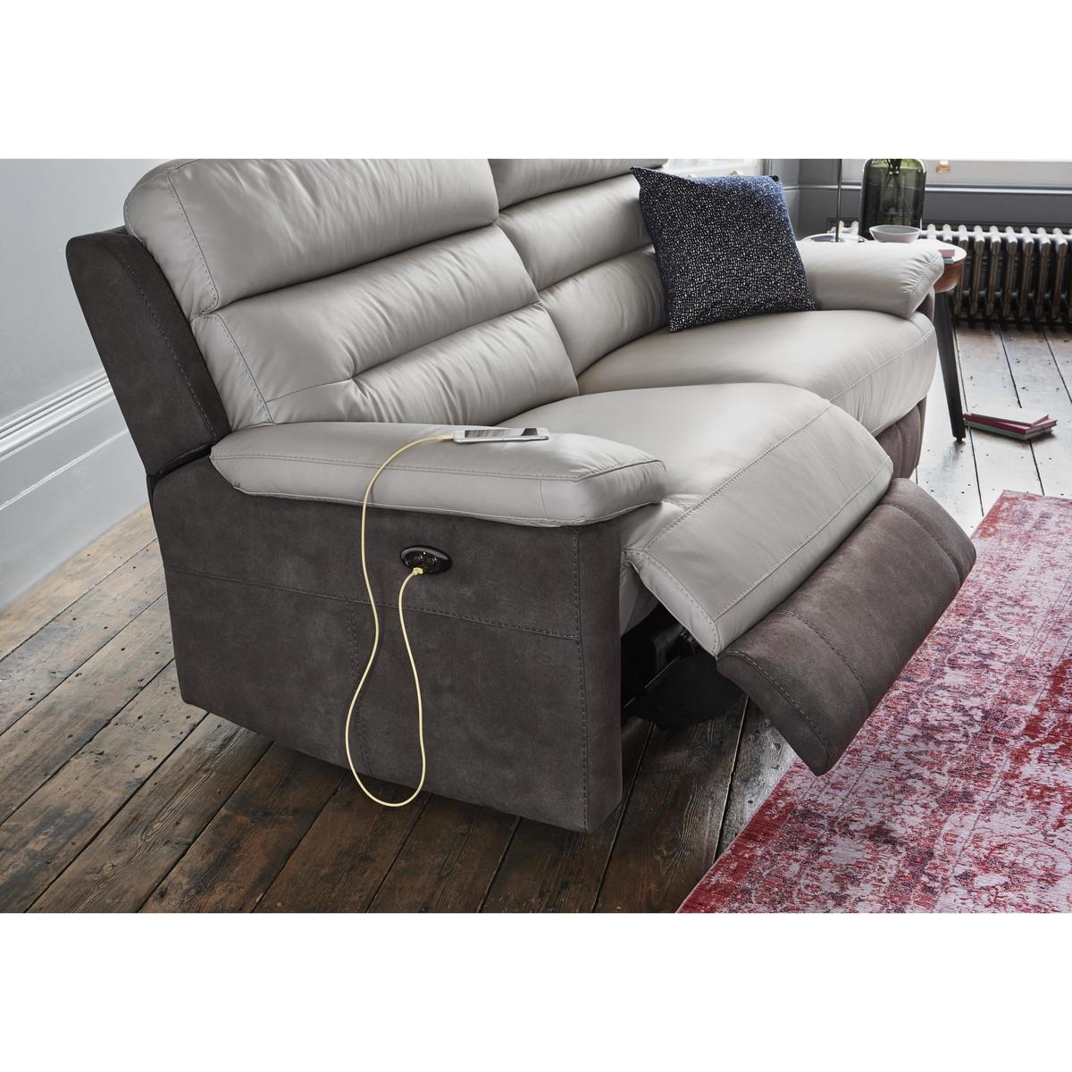 World of Leather - Dual 3 Seater Fabric and Leather Mix Sofa - Grey – image 5