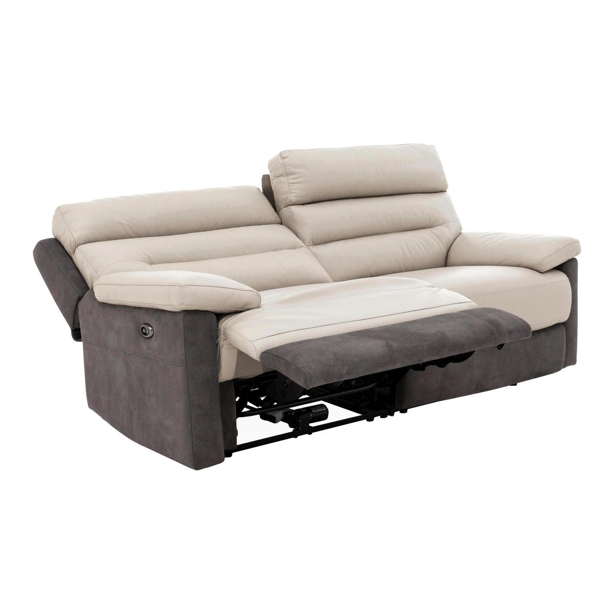 World of Leather - Dual 3 Seater Fabric and Leather Mix Sofa - Grey – image 2