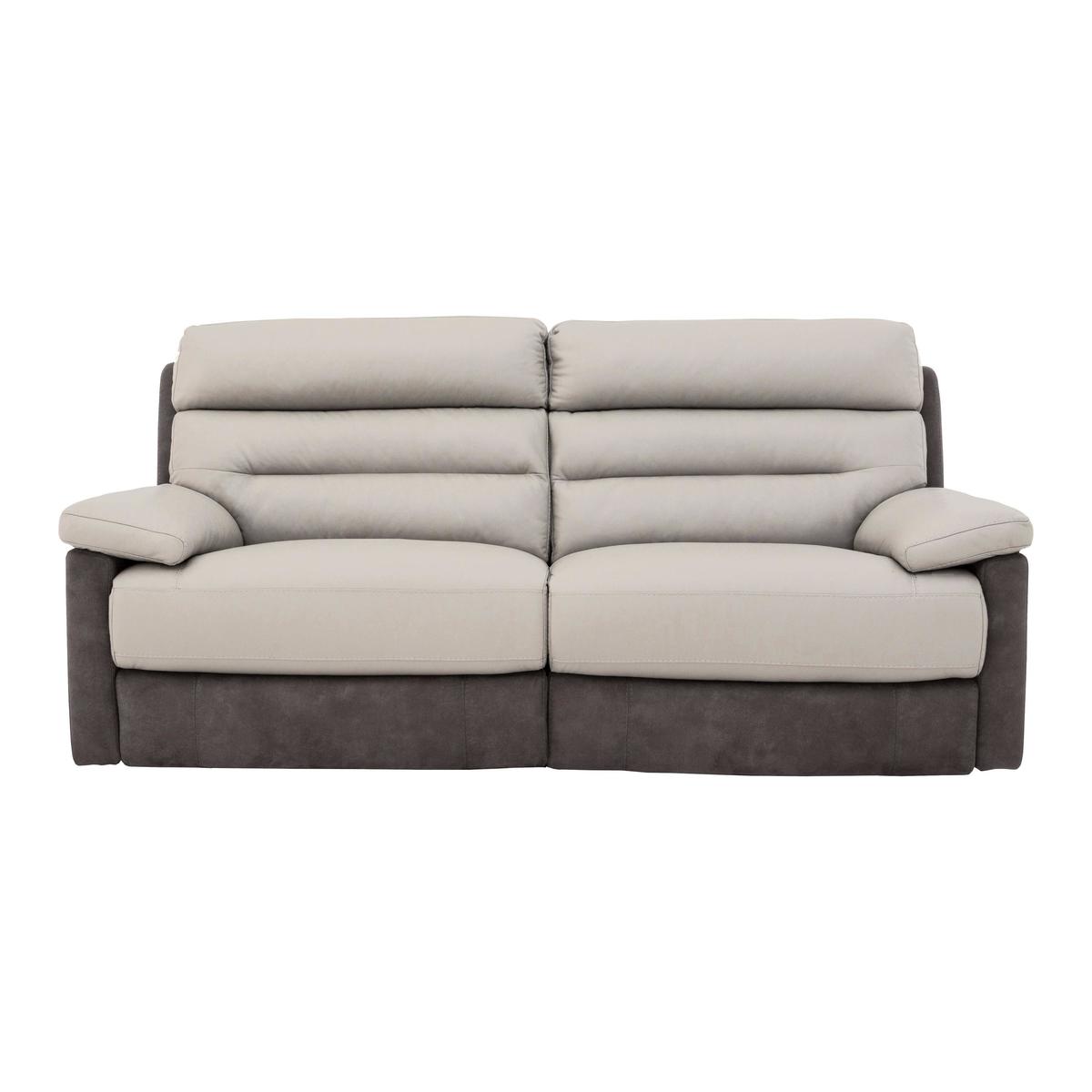 World of Leather - Dual 3 Seater Fabric and Leather Mix Sofa - Grey – image 1