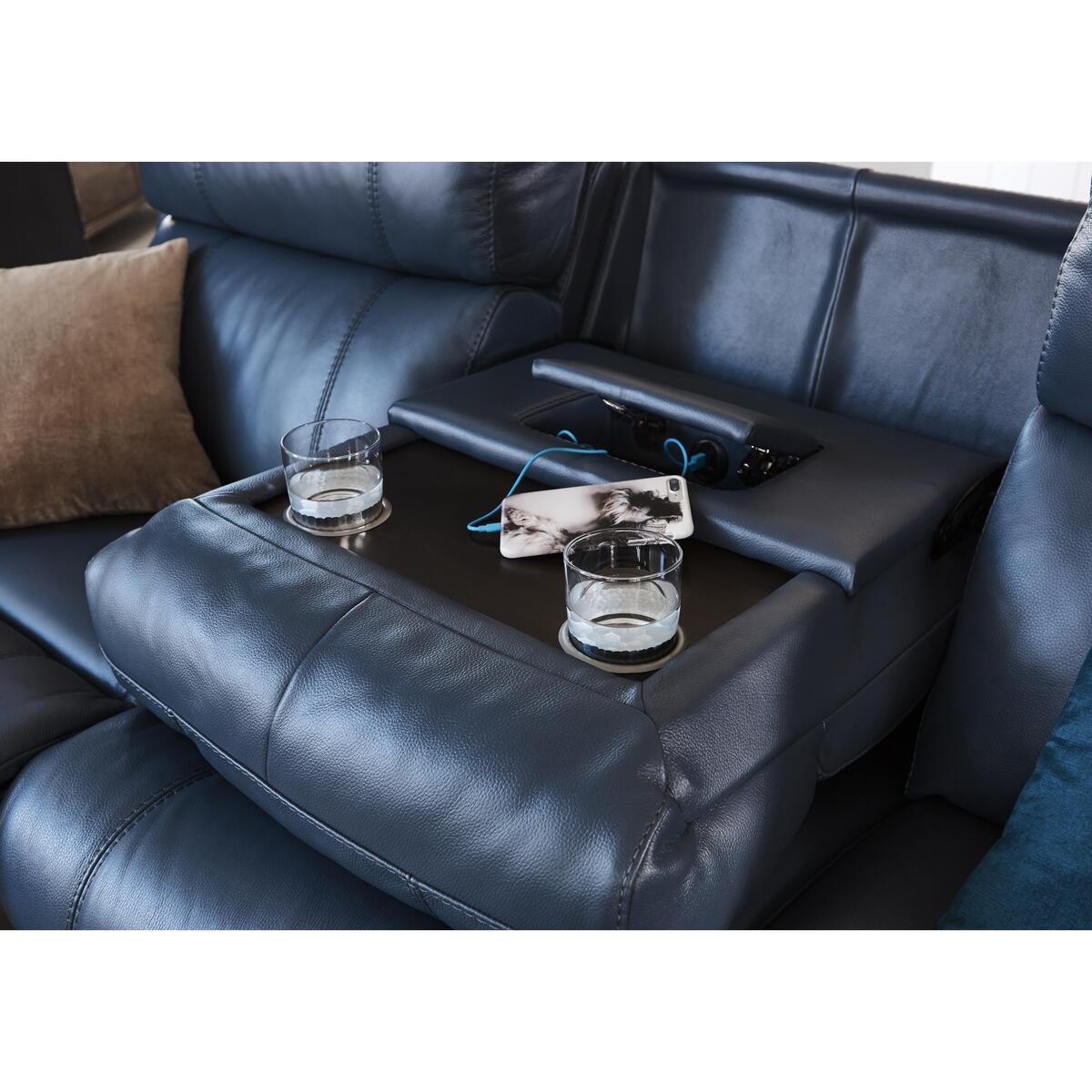 Relax Station Komodo 3 Seater Leather Recliner Sofa with Hidden Cup Holders and USB Ports - Beige- World of Leather – image 3