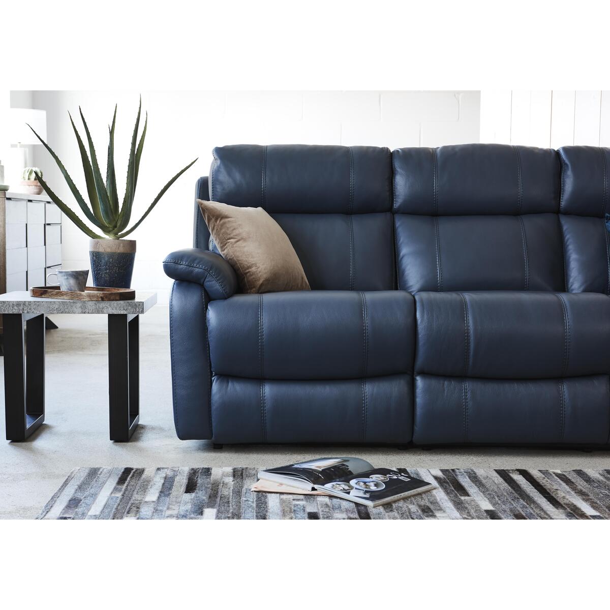 Relax Station Komodo 3 Seater Leather Recliner Sofa with Hidden Cup Holders and USB Ports - Beige- World of Leather – image 4