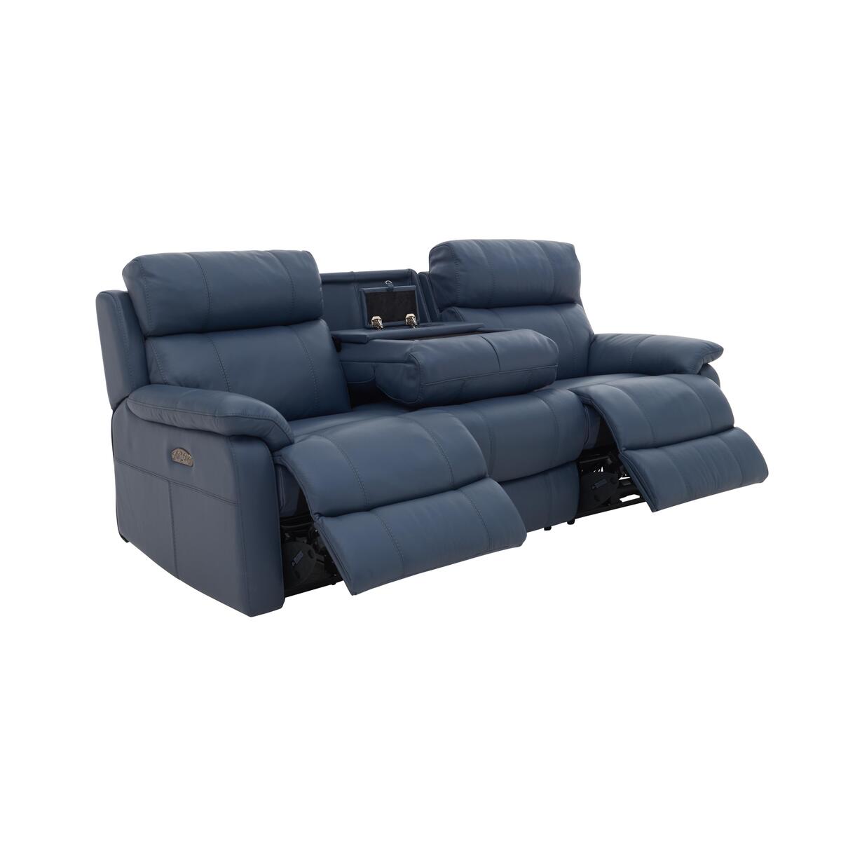 Relax Station Komodo 3 Seater Leather Recliner Sofa with Hidden Cup Holders and USB Ports - Beige- World of Leather – image 7